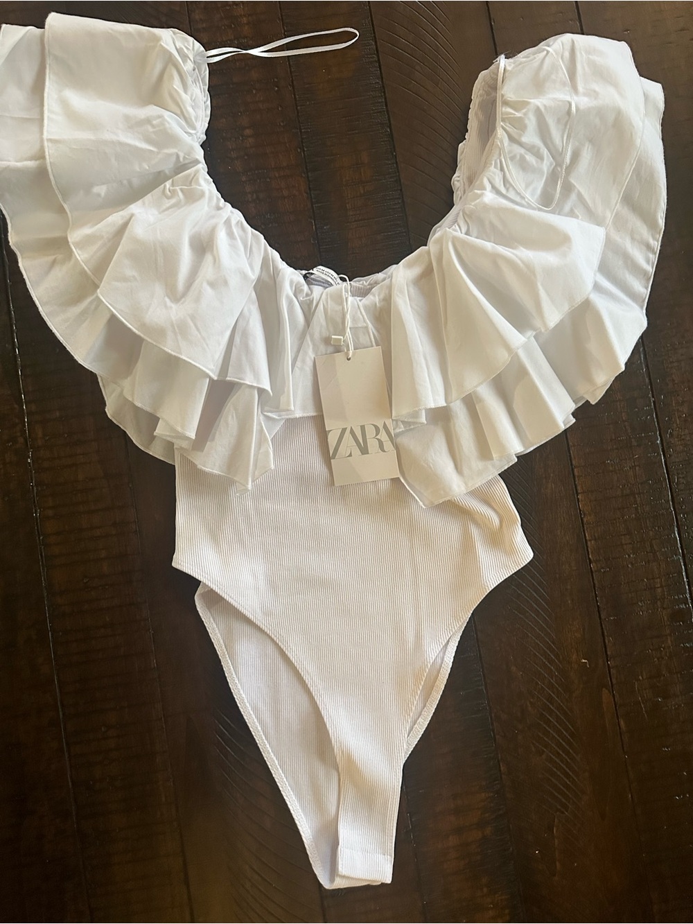 Zara White Ruffle One-Piece